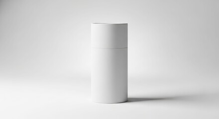 Clean white cylindrical container on a plain background.