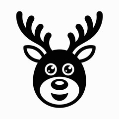 Cute Reindeer Icon – Christmas Deer Head Silhouette Vector Illustration