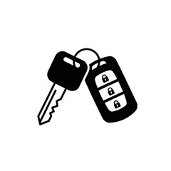 Car Key Icon – Vehicle Keychain and Remote Control Silhouette Vector