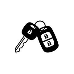 Car Key Icon – Vehicle Keychain and Remote Control Silhouette Vector