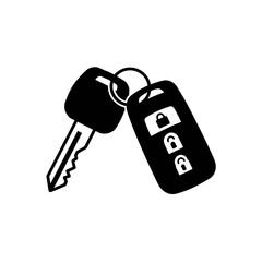 Car Key Icon – Vehicle Keychain and Remote Control Silhouette Vector