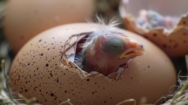 Baby bird emerging from egg