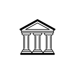 Fototapeta premium Bank Building Icon – Government Institution Classical Pillars Vector Illustration