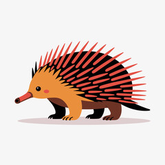 An eye-catching and stylized echidna depicted walking confidently, showcasing its unique features and spiky fur in a fun and imaginative way, ideal for designs.
