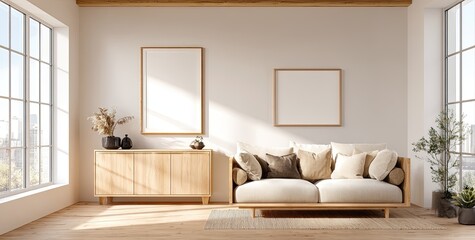 Light-filled modern living room with minimalist decor