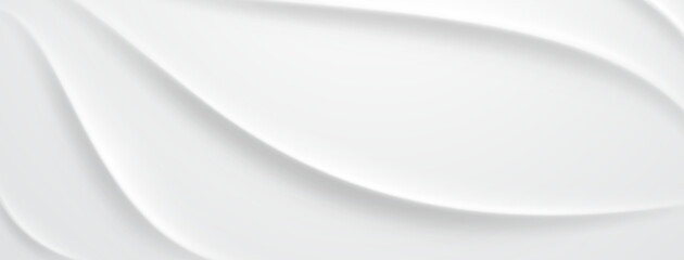 White abstract background with curved shapes and soft shadows, creating a sense of depth and fluidity.
