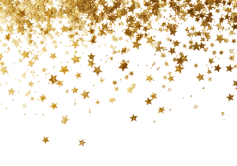 Gold glitter confetti on black background.  A shower of small, golden, speckled dots cascade down a dark backdrop