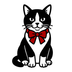 Tuxedo Cat with Bow