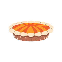 vector illustration of a whole homemade pie with a decorative striped crust for a classic Thanksgiving celebration dessert.