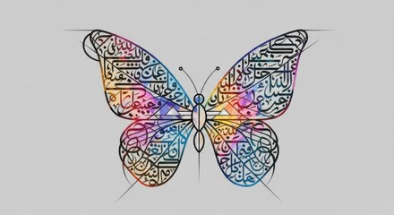 Elegant Butterfly Art with Intricate Arabic Calligraphy Designs