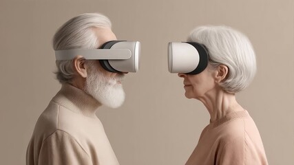 Elderly Couple Experiencing Virtual Reality Technology - Powered by Adobe