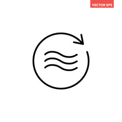 Black single air circulation balance line icon, sustainable wave flow emission flat design infographic pictogram vector for app logo web button ui ux interface elements isolated on white background