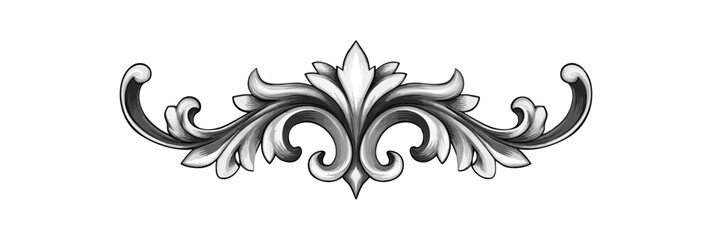 Ornate decorative grayscale floral design