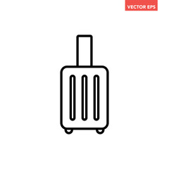 Black single suitcases line icon, simple luggage baggage flat design pictogram vector for app ads web button ui interface elements isolated on white background