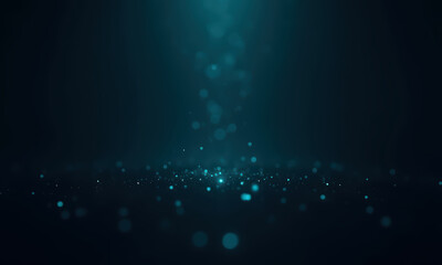 Abstract blue bokeh lights on dark background
