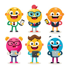 different emoji holding smartphone