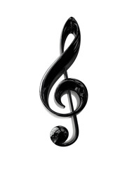 3D stylized treble clef, black