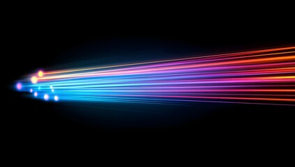 Light streaks, light speed in the dark background. Abstract, futuristic design element for a technology concept.