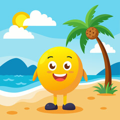 smiling emoji on beach