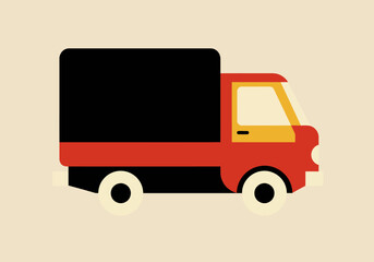 Red Delivery Truck Illustration with Black Cargo Box.
