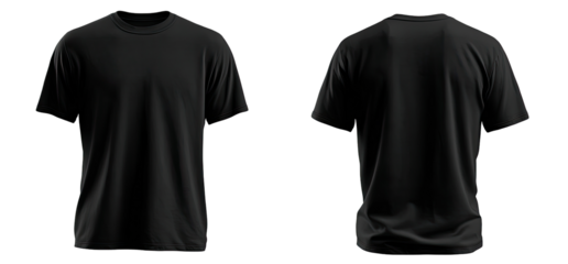 Blank black t-shirt, front and back view