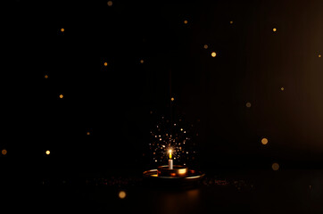 Sparkling Celebration: Single Firework on a Dark Background with