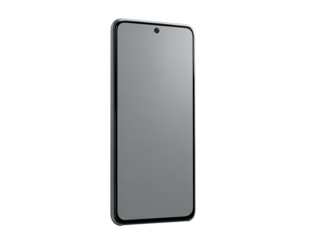 A gray smartphone, slightly angled, with a blank screen and a dark border