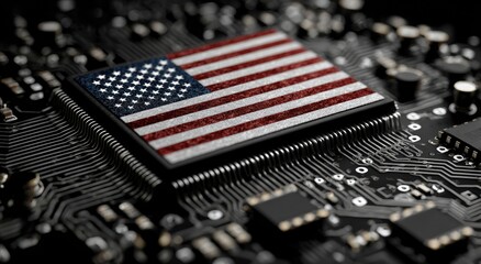 American flag on a circuit board