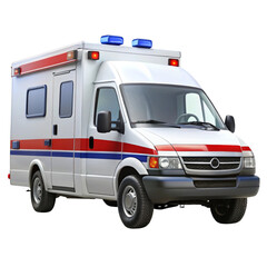 an ambulance vehicle with emergency lights and medical stripes