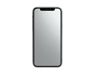 A gray smartphone, front view.  Blank screen.  Dark background