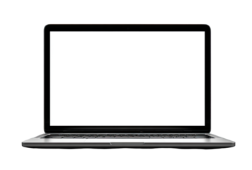 Front view of a modern laptop with blank screen (3)