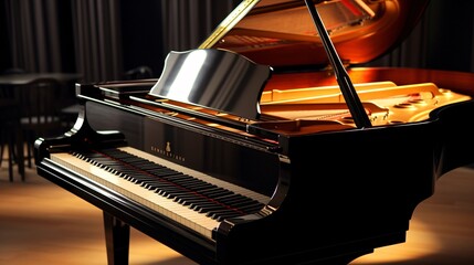 グランドピアノの鍵盤のアップ　音楽・楽器素材