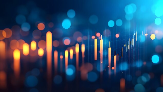 A stock market graph with energy and power themes, featuring an electrophotorealistic,