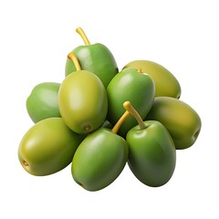 Pile of Fresh Green Olives with Stems fruit food