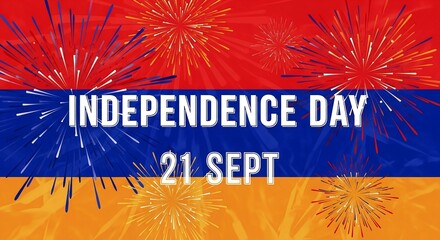 Armenian Independence Day 21 September Celebration with Fireworks and Flag.