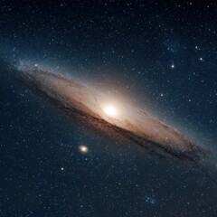 Fototapeta premium A faint view of the Andromeda Galaxy in the night sky.