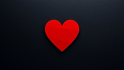 Bold red heart shape on a dark textured backdrop, conveying deep emotions and minimalist beauty.