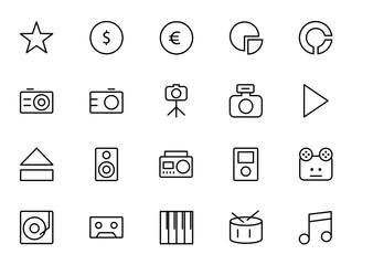 Flat Cartoon Minimalist Linear UI Icon Templates for Various Industries AI Vector Editable Icon Assets