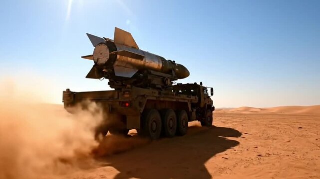 Military Missile Launcher Desert Combat Vehicle