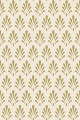 Seamless Vintage Gold Damask Pattern On Ivory Background