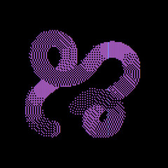 Purple pixel art. Abstract form. black background
