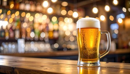 Beer mug on bar counter
