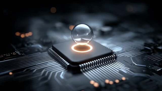 Light Sphere on Chip Symbolizes Future Tech Innovation