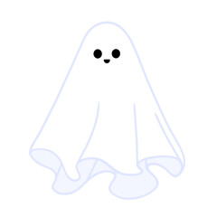Ghost halloween character on transparent background, PNG. Halloween, ghost, monster, spooky, cartoon, trendy, celebration, character, cute, print, design element 