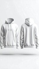 Blank white hoodie, front and back views