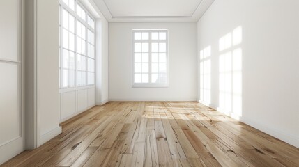 Empty Room with Hardwood Floor and White Walls