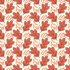Seamless pattern with abstract flowers and leaves.
