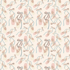 vector seamless pattern with ballet shoes