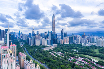 Obraz premium drone aerial view of city in SHENZHEN