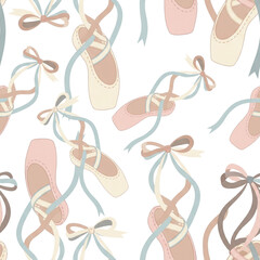 seamless pattern with ballet shoes and bows © xiaolink
